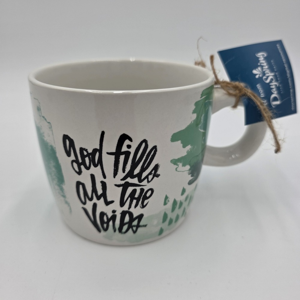 DaySpring Katy Girl God Fills All The Voids 16oz Ceramic Coffee Mug White Teal